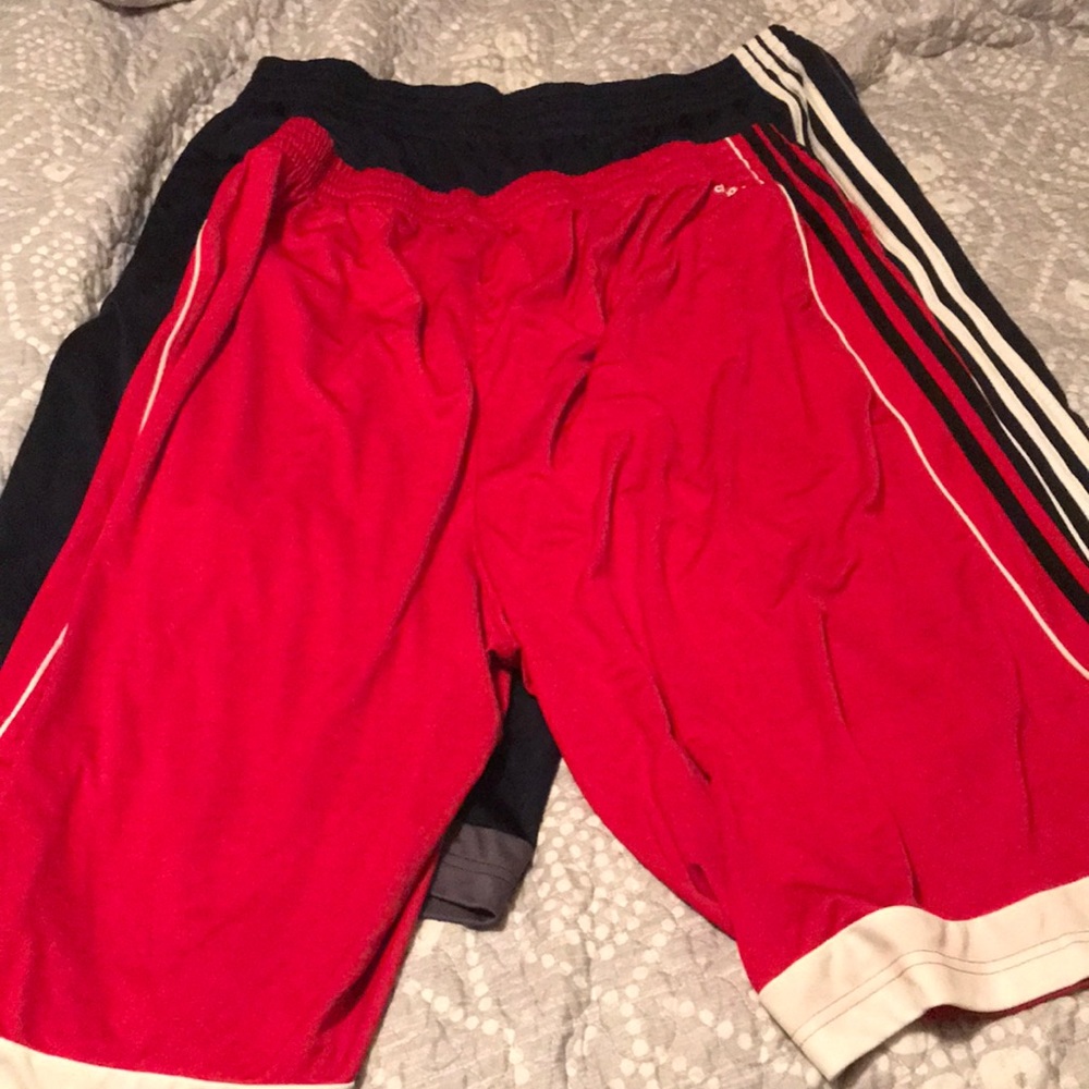 Two Adidas Shorts (2XLT, Red and Navy)